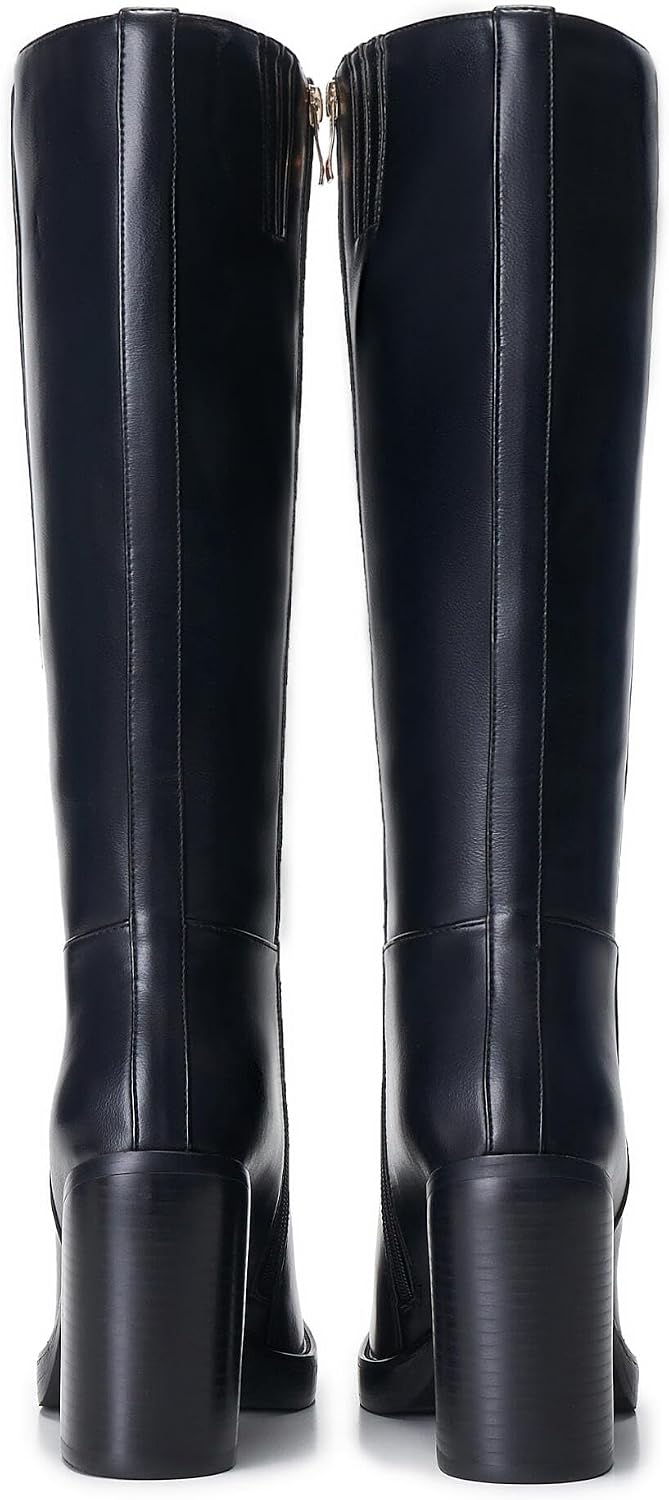 Women’s Platform Knee High Boots – Tall Fashion Boots with Square Toe, 3.5" Chunky Heel & Side Zipper, Comfortable Fall Winter Dress Boots for Casual, Work & Night Out