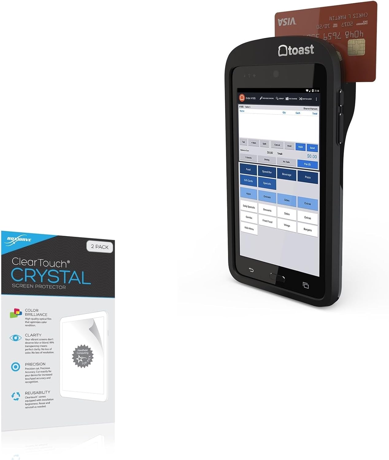 BoxWave Screen Protector Compatible with Toast Go - ClearTouch Crystal (2-Pack), HD Film Skin - Shields from Scratches