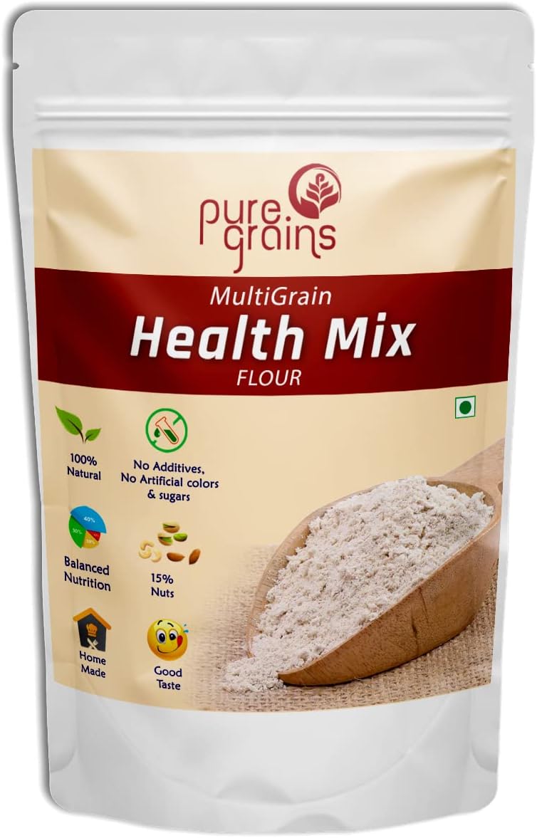 Puregrains Multigrain Health Mix Powder | No Preservatives,No Artificial Flavor, All Natural Ingredients Roasted and Blended Perfectly (Helath Mix 1KG)