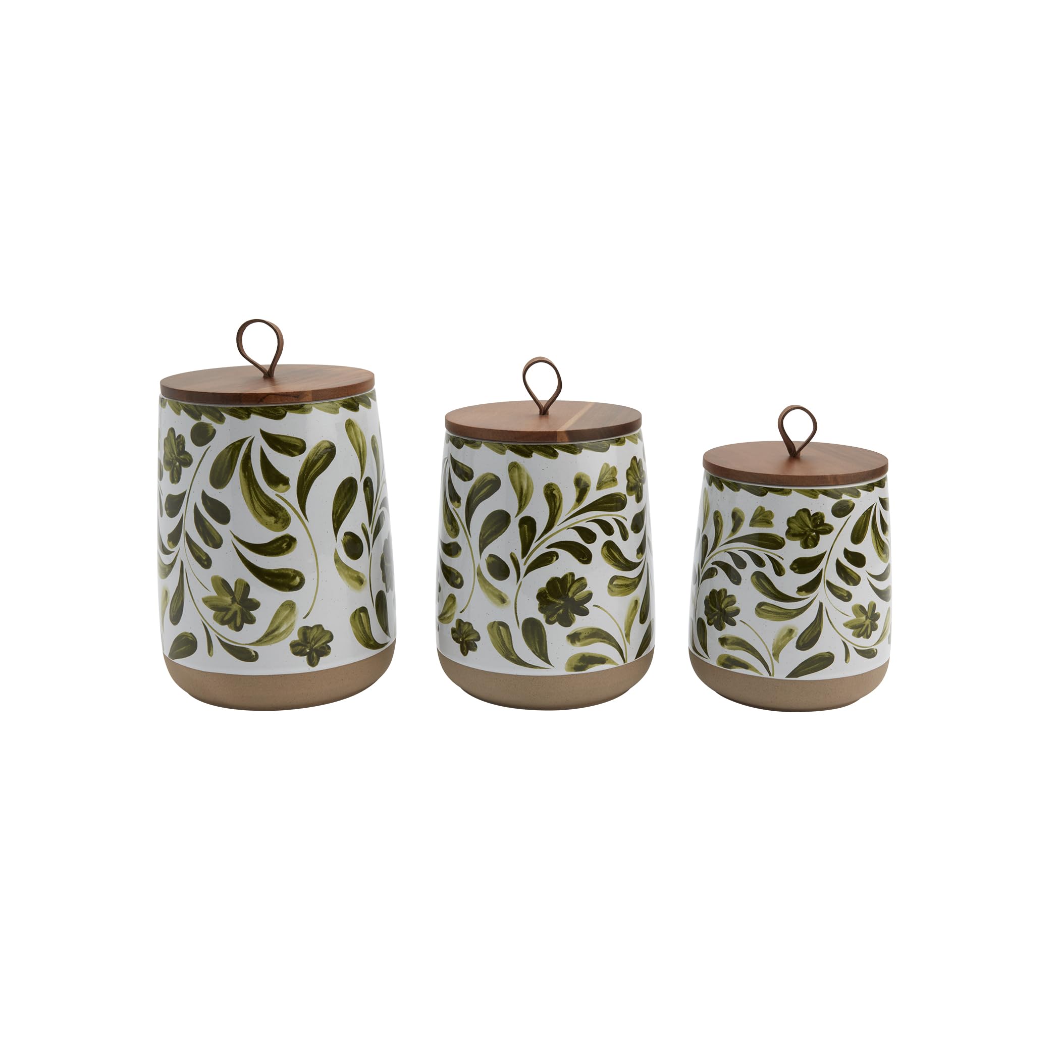 TTU Tabletops Gallery Botanical-Green Stoneware Canister Set