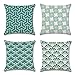 Artscope Lot DE 4 Housse De Coussin, Style Géométrique Simple Moderne Polyester et Lin Décoratif Taie d'oreiller Canapé Voiture Maison Décor Housses de Coussin 45 x 45 cm (Sarcelle)