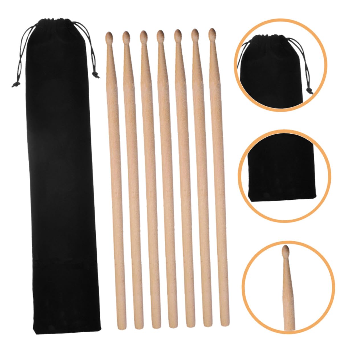 TOYANDONA Bacchette per Batteria in Legno di Acero con Manico Comodo 2set con Borsa in Velluto Nero