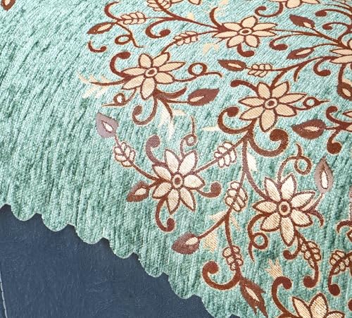 Image of Premium Chenille Woven Anti-Slip 5 Seater Sofa Cover | L-Shape Sofa Seat Protector for Living Room | Durable & Stylish Slipcover - Teal - Phoolkari