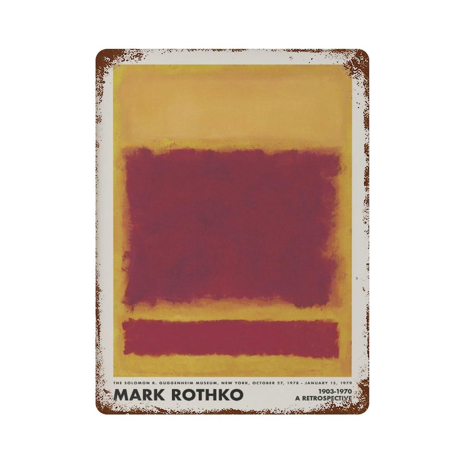 xiaoxiaoshen Mark Rothko Exhibition Yellow And Red Abstract Wall Decor Art Metal Tin Poster Modern Home Decor Art Home Bar Shop Decorations Vintage Sign 40x30cm