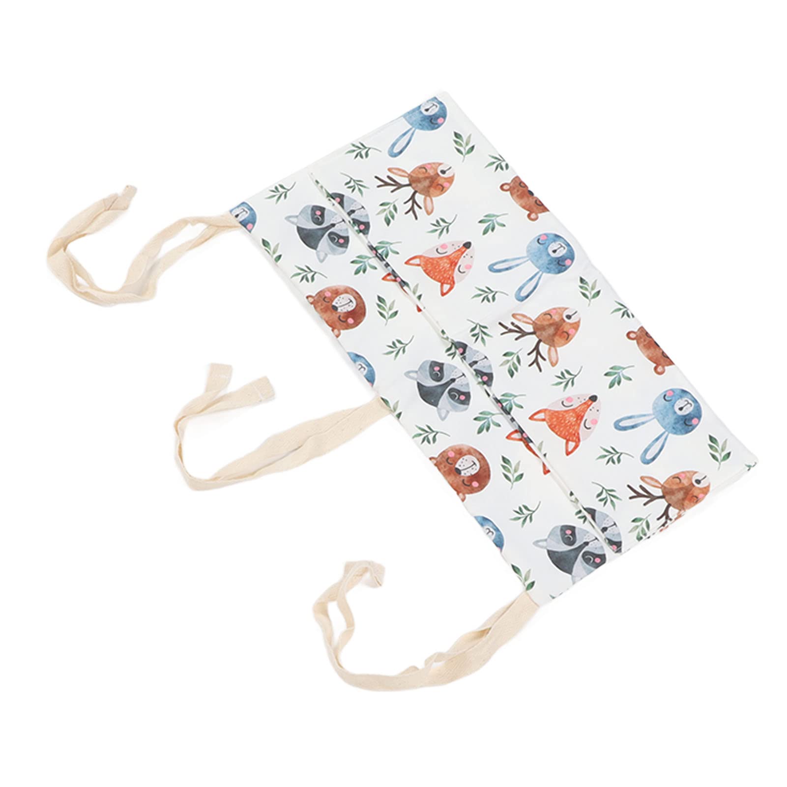 Hanging Crib Organizer,Printing Adjustable Straps Cotton Baby Bed Storage,Hanging Bag Diaper Organizer with Two Pockets,Bed Caddy Organiser for Home Bed Rails (Rabbit)