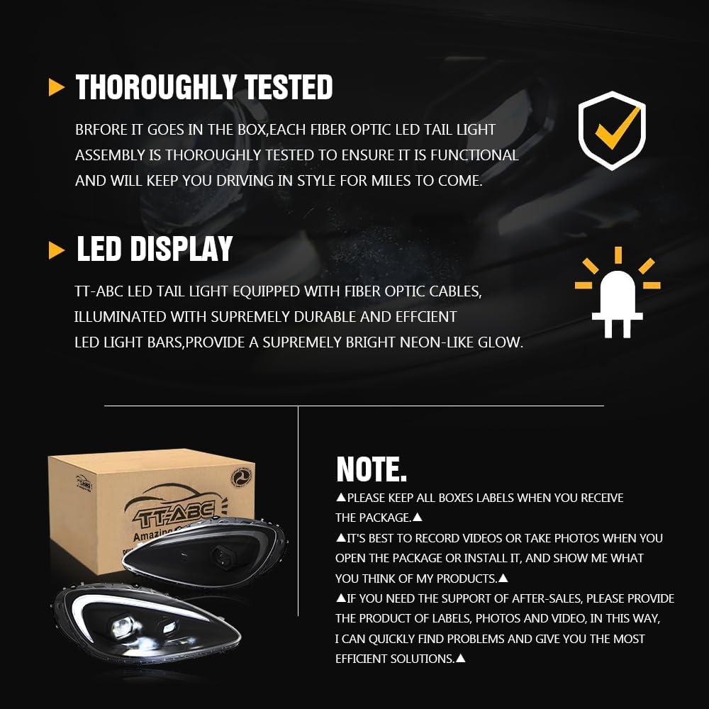 T T-ABC New Mclaren Style Headlamp Compatible with 2005-2013 Chevrolet Corvette C6 Lights Assembly Grand Sport Z06 Hardtop ZR-1 3LT 427 Base LED Sequential Accessories Custom Front Replacement (HC)