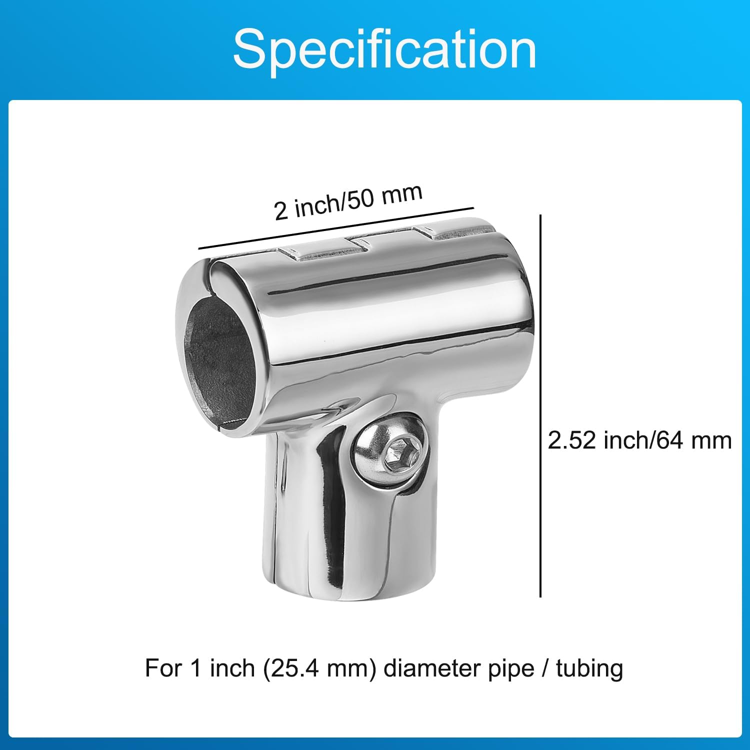 Marine Boat Hand Rail Detachable Tee for 7/8 inch (22 mm) or 1 inch (25.4 mm) Tubing, Heavy Duty 90 Degree 316 Stainless Steel Hinged Handrail Tee Fitting(2-Pack)