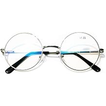 Unisex Round Metal Reading Glasses With Anti Reflective Coating and Spring Hinges