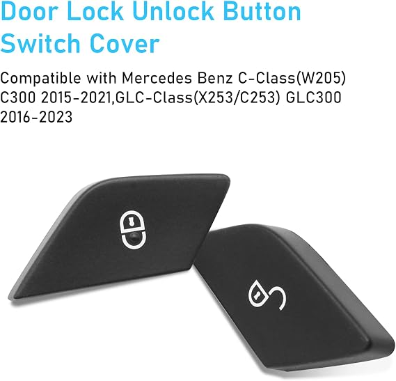 TTCR-II for 2015-2021 Mercedes C Class W205 Door Lock Unlock Button | Driver Side Door Lock Button Replacement for E Class W213 2017-2023 and for GLC-Class W253 2016-2022 (Black)