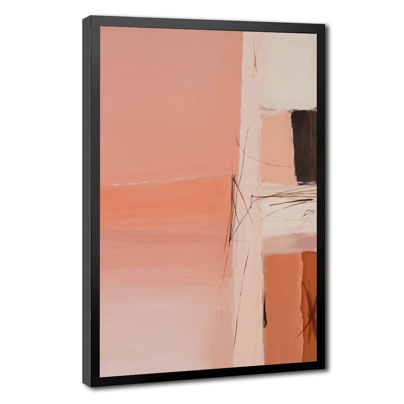 Zguols Blush Peach Terracotta Abstract And Minimalist Poster 1 Canvas Poster Bedroom Decor Sports Landscape Office Room Decor Gift Black Frame 16" L X 24" W