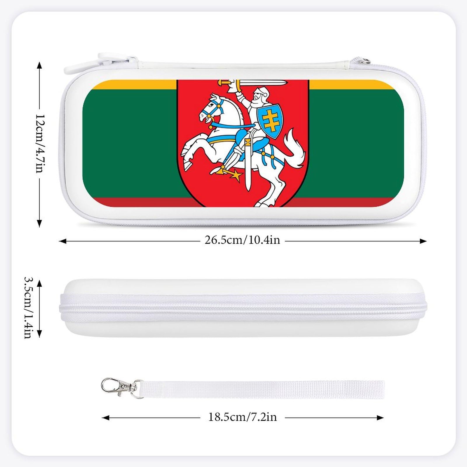 Lithuania Flag Lithuanian Emblem Compatible with Switch Carrying Case Hard Travel Game Bag Pouch with 15 Games Accessories White-style