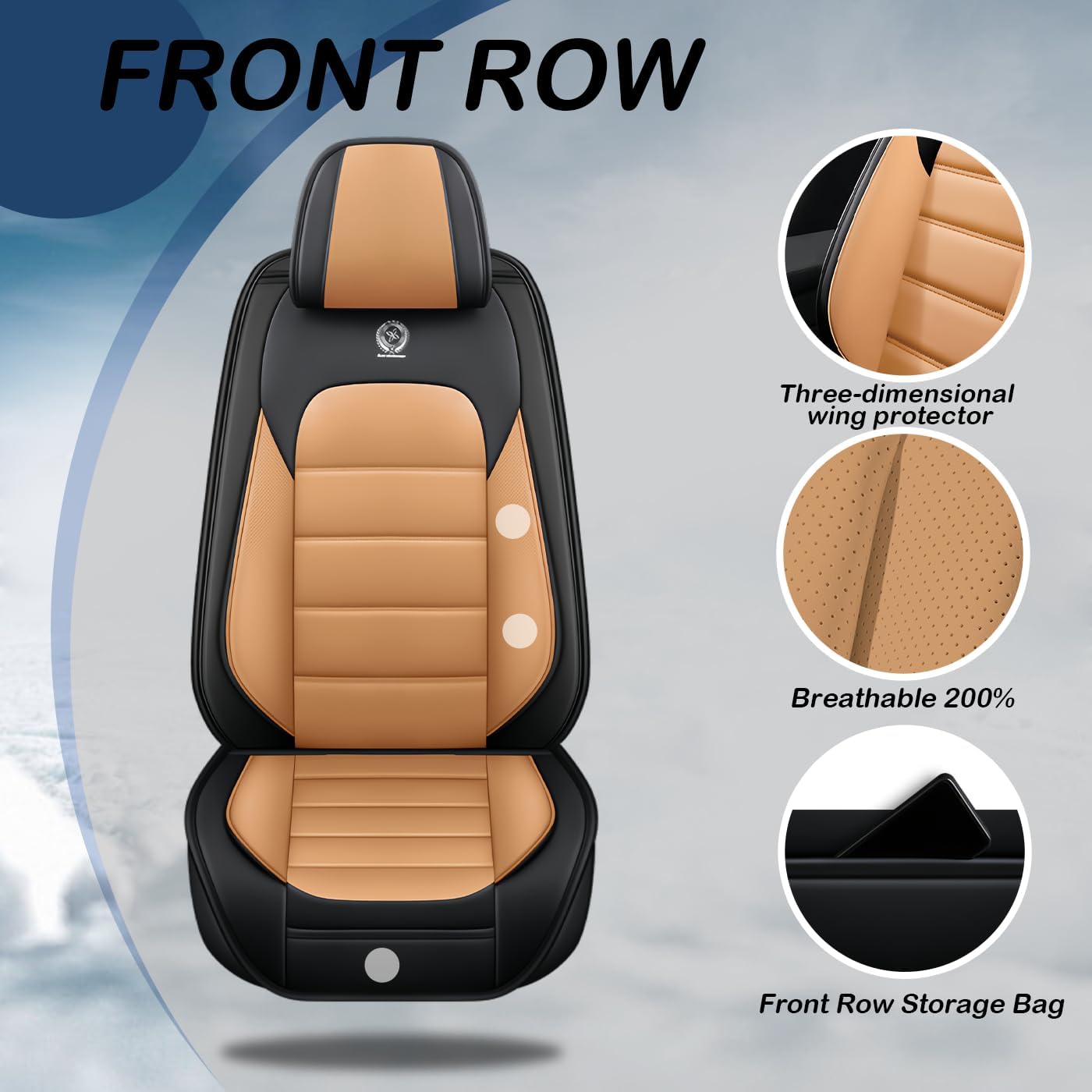Car Seat Covers for Hyundai Palisade 2020-2026 | Front Seat Cover Interior Protection Kit | Durable & Comfortable Auto Seat Covers | Front Black Orange