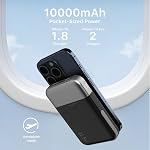 JUOVI Banque de puissance magnétique, 10000mAh Chargeur portable, 22.5W Pack de batterie sans fil rapide avec LED Affichage, chargeur portable avec support pour iPhone 17/16/15/14/13 Series (Noir)