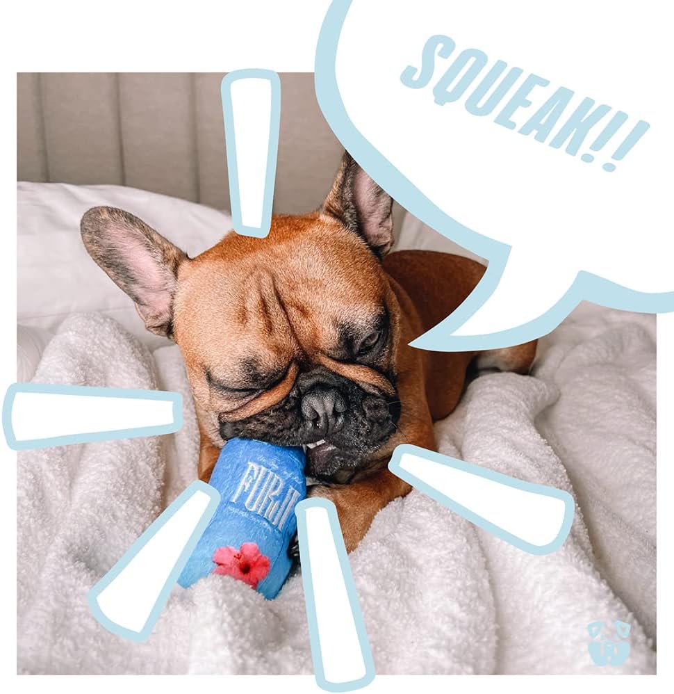 Furji Dog Toy – Funny Cute and Unique Squeaky Dog Toy – Plush Toy with Squeaker for Small Medium Dogs – Gifts for Favorite Dog Birthday – Alcohol Drink Parody for Boredom