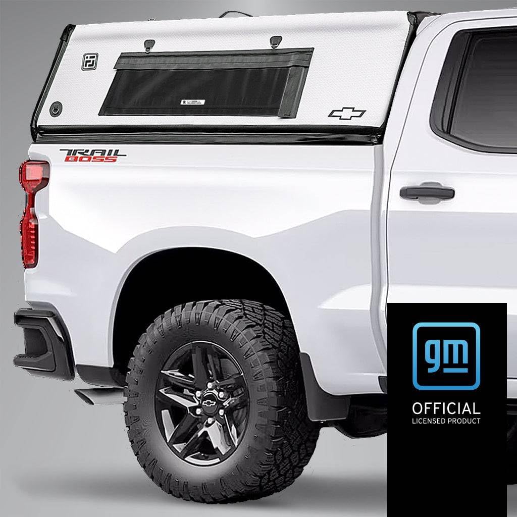 FLATED Air-Topper® Cap Inflatable Truck Topper for Chevy Silverado 1500 Short Bed, Cab Height Truck Cap with Removable Windows and Screens, Lightweight Pickup Bed Cover, GM Licensed Product