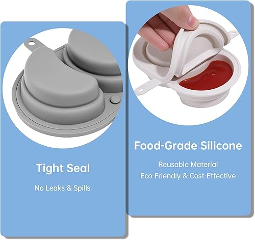 Miniatura 5 de NiHome Paquete de 3 recipientes de silicona reutilizables de doble compartimento, seguros para alimentos de bebé, a prueba de fugas y fáciles de