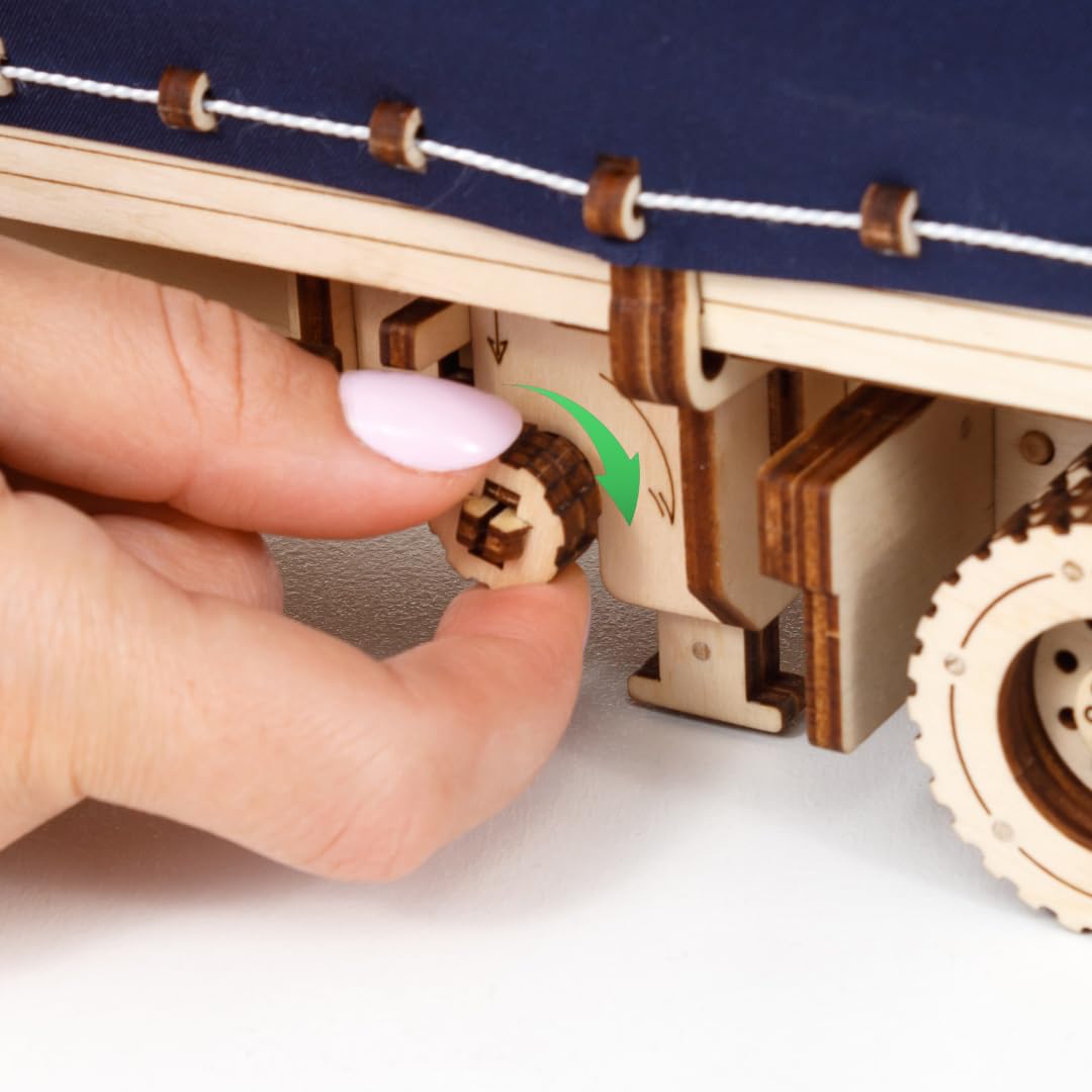 EWA Eco-Wood-Art-Il Kit di Costruzione “Trailer for Road King (Tilt)” è Un Modello Progettato per Essere assemblato Senza l'uso di Colla, Colore Naturale