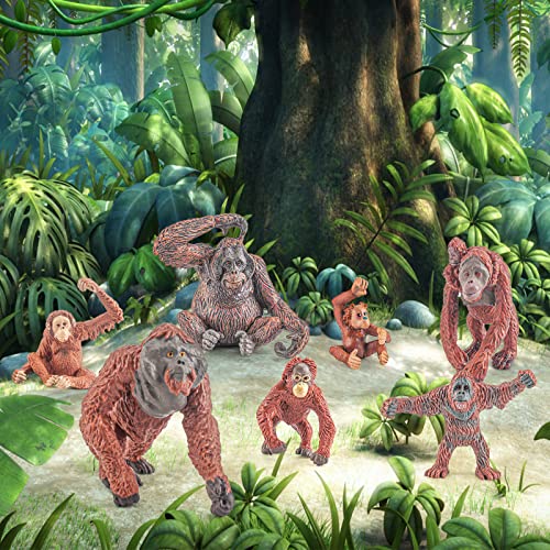 Fantarea Wild Life Jungle Animal Model Playsets 7 Pcs Orangutan Gorilla Action Figure Toy Desktop Decoration Toys For Boys Girls Kid Toddlers #TOP4