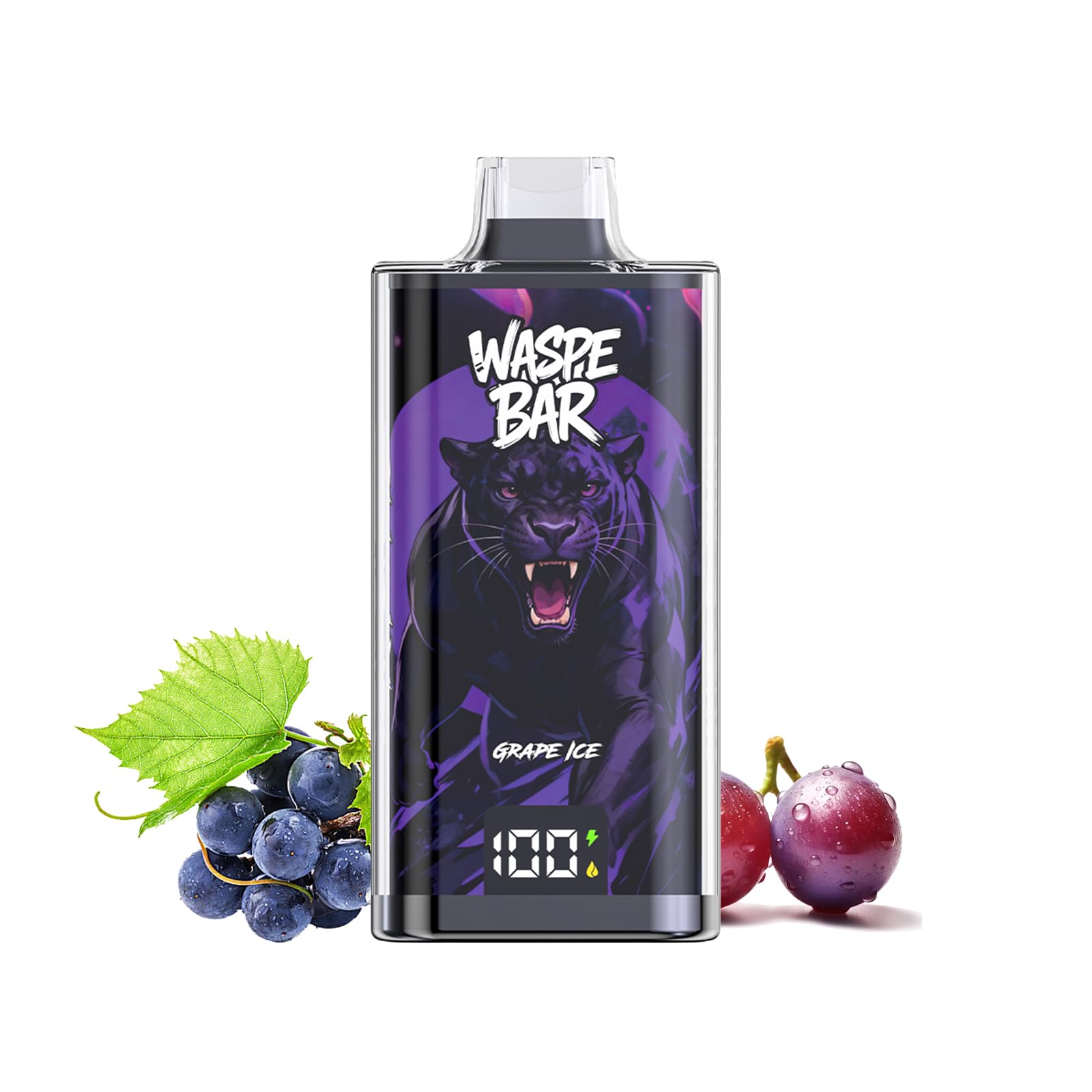 使い捨て電子タバコ Waspe 60000パフス 持ち運び シーシャ VAPE 禁煙サポート ベイプ ニコチン無しタール無し (グレープアイス)