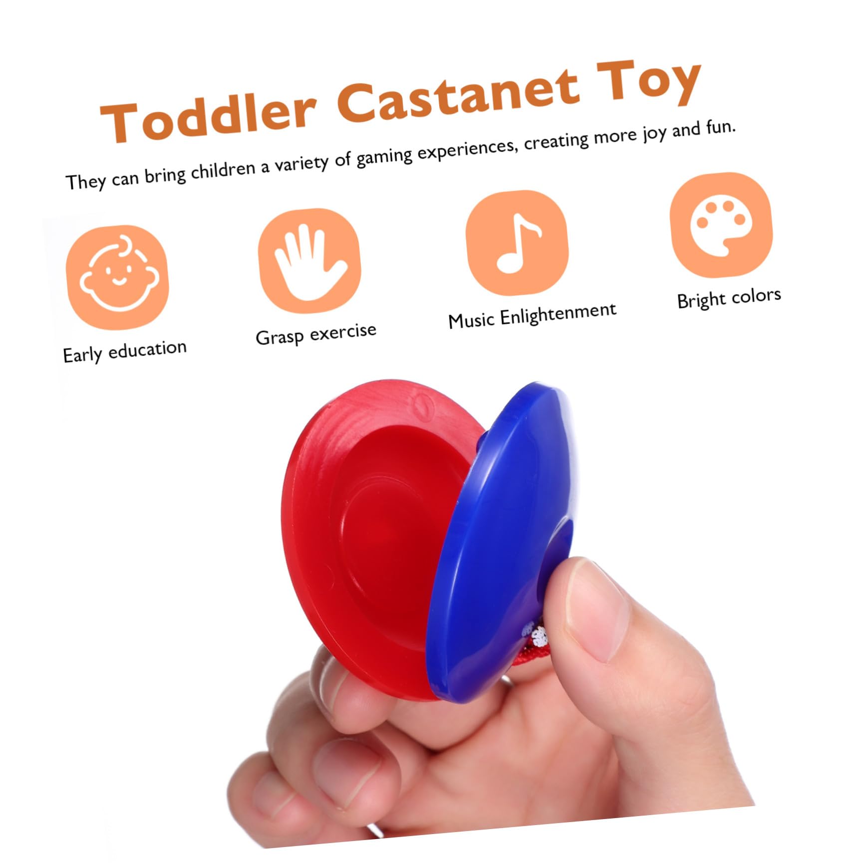 Juguete de Castañuelas de Madera y Plástico para Niños, 24 Piezas, Instrumento Musical Educativo para Entrenamiento Auditivo y Comunicación Familiar