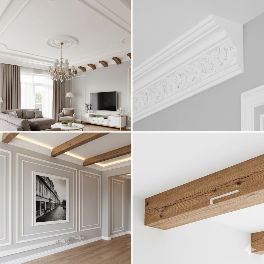 Trave in PU effetto legno MB 2, 2 metri, 12 x 12 x 200 cm, marrone scuro, rovere rustico, perfetto per il legno antico