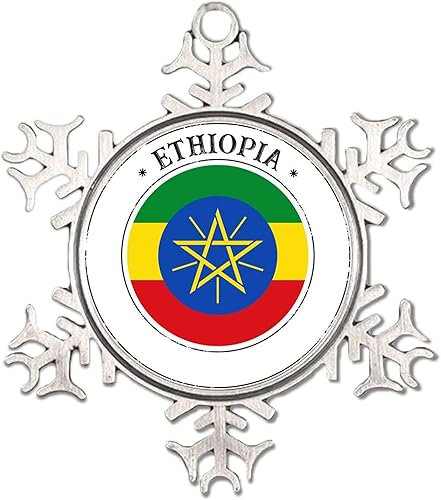 Vista 3 de Adornos colgantes para árbol de Navidad de Etiopía, mapa estatal, esquema redondo, adorno de árbol de Navidad, bandera de horizonte de ciudad, bola