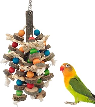 Bird Toys, Parrot Toys Natural Apple Wood Bird Chew Toys for Small and Medium-Sized Parakeet,Cockatiel,Conures,Lovebirds Macaws,African Grey,Cockatoos,Amazon Parrots
