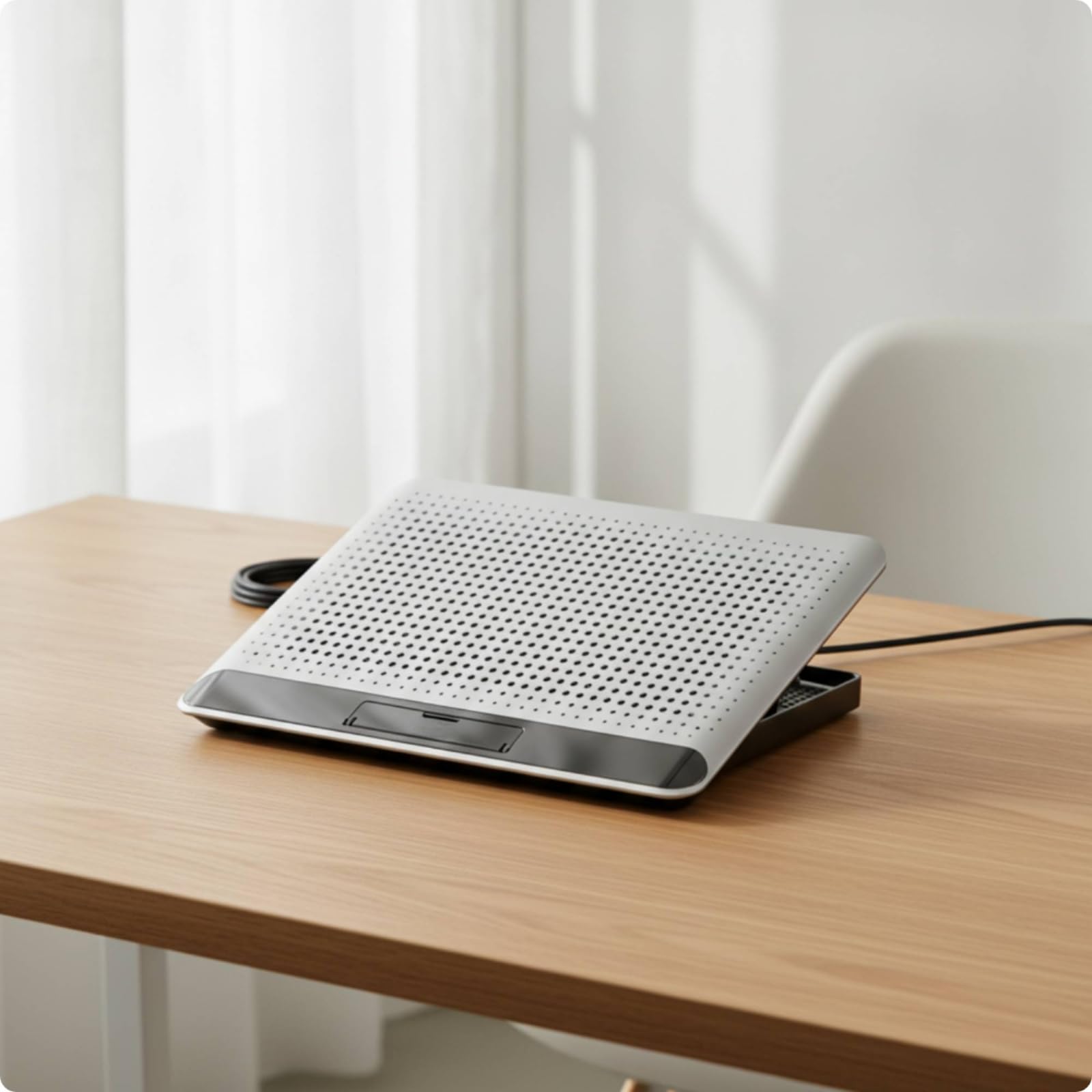 Supporto di raffreddamento per computer portatile con porte USB, supporto ventilato per laptop con sei ventole, tappetino di raffreddamento leggero per ufficio, studenti, argento