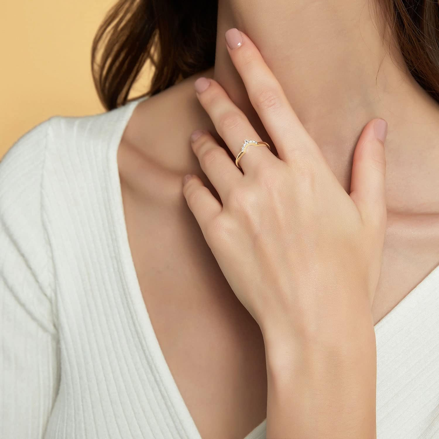 Mameloly Wedding Bands for Women Pear & Round Shaped CZ Cubic Zirconia Curved Stackable Engagement Rings for Her Size 4-12 : Clothing, Shoes & Jewelry