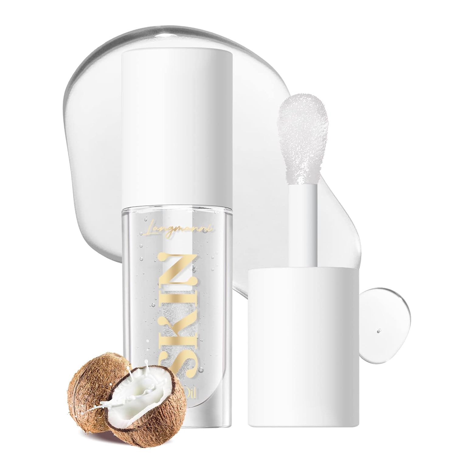 Lipstick Primer Jolilab Fruit Lip Oil,Hydrating Lip Glow Oil Plumping Glass Finish Moisturizing Lip Gloss Lip Tint Fruit Extract Lip Oil Tinted for Dry Lip and Lip Care(Coconut Flavor)