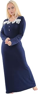 قميص نوم حريمي مطرز بالدانتيل، عباءة شتوية ماكسي للنساء مصنوع من خامة ممتازة ومزينة بتطريزعلى الصدر من دعدوش .