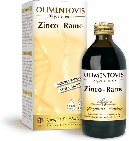 Dr Giorgini Integratore Alimentare, Zinco Rame Olimentovis Liquido Analcoolico - 200 ml