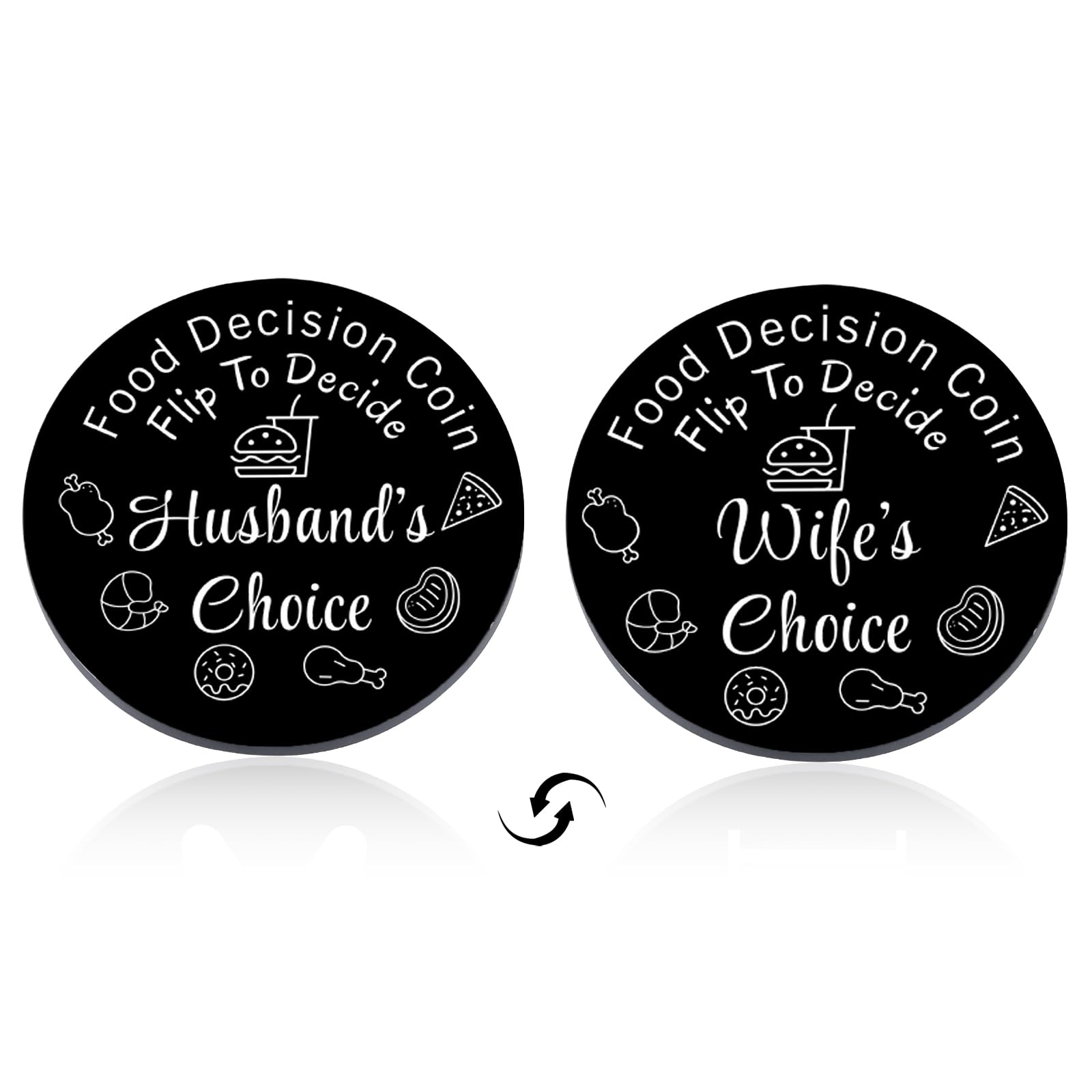 Funny Food Decision Maker Flip Coin - Couples Gift For Husband Wife Valentine's Day Birthday Present