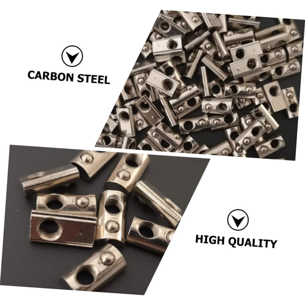 200pcs Carbon Steel Nut Plated Elastic Nut for Aluminum Profile Easy Installation Spring Loaded Design for Industrial Frames and Printers