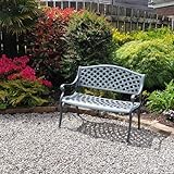 Lazy Susan - Jasmin Metallgartenbank - Schiefergrau, Wetterfeste Gartenbank aus Aluminium | Garten | Aluguss | Rostfrei