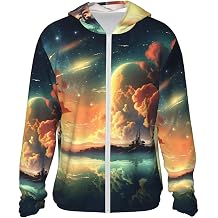 Men's UPF 50+ Light Jacket Full Zip Anime Sky Women's Sun Protection Hoodie Long Sleeve Sun Shirts