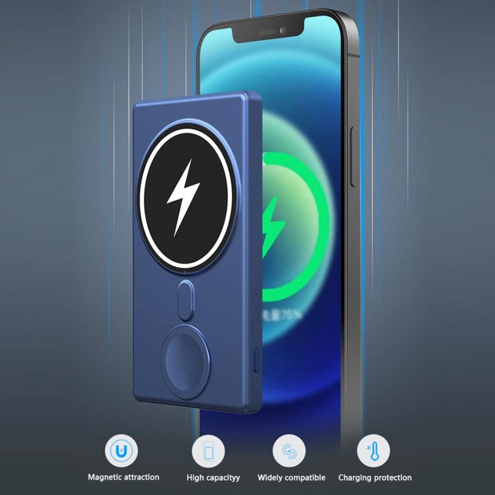 Power Bank Wireless 3 in 1 da 5000 mAh, Power Bank Magnetico Wireless da 15 W, Caricabatterie Portatile Wireless Compatibile con iPhone 12/13/Mini/Pro/Pro Max