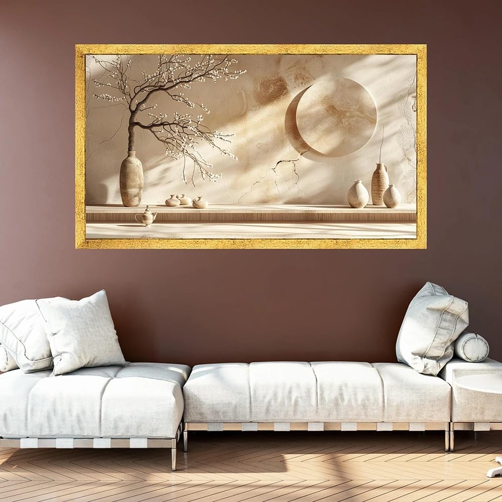 LTjiajuypd Minimalist Zen Vase And Flowers Canvas, Neutral Tone Wall Art Modern Decor Peaceful Home Posters(40X80cm)