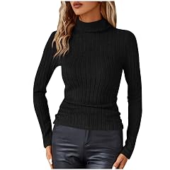 Womens Turtleneck Sweaters Long Sleeve Fitted Ribbed Knit Tops Lightweight Fall Fashion Soft Tunic Pullover