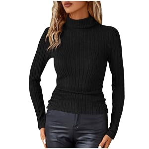 Womens Turtleneck Sweaters Long Sleeve Fitted Ribbed Knit Tops Lightweight Fall Fashion Soft Tunic Pullover