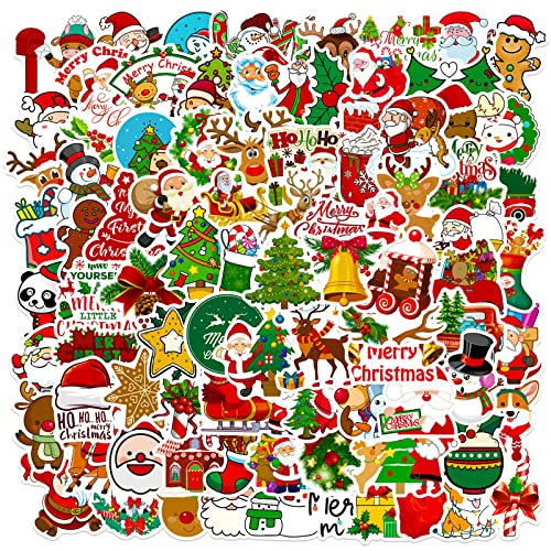 Christmas Theme Stickers, 100Pcs Vinyl Waterproof Merry Christmas Stickers For Envelopes Gifts Tags Crafts Windows Snowboard Decorations, Funny Christmas Holiday Party Favors For Kids Teens Aduts, Cute Christmas Stickers Pack #TOP20