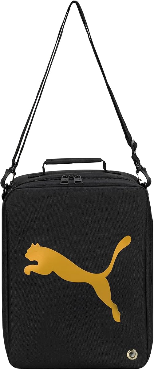 Prowl Shoe Bag in Durable Nylon with Padded Handle, Adjustable Strap & Ventilation, Black/Gold, One Size