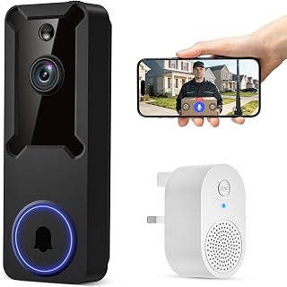 Wireless Doorbell Camera with Chime, Cloud Storage, AI Human Detection, 2-Way Talk, Night Vision, 2.4Ghz Wi-Fi Only, for Visitors, Hallway, Front Door Surveillance
