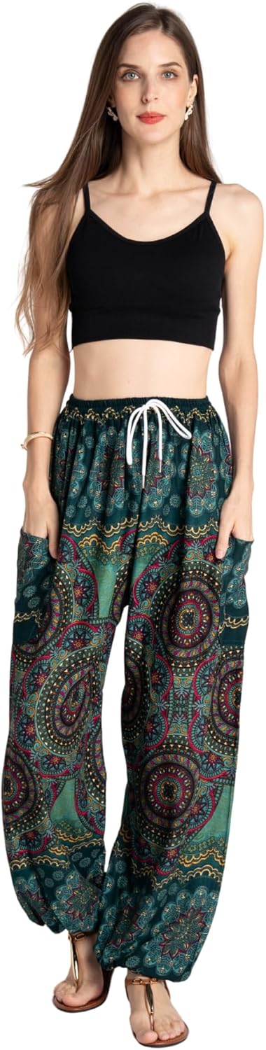 Tranquil Threads Women's Harem Pants with Pockets and Drawstring, Hippie Boho Yoga Clothes - Image 2