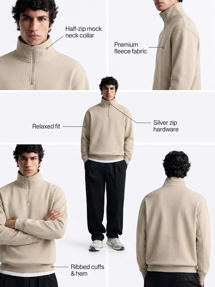 Buy TOXA Men's Quarter Zip Sweatshirt | Long Sleeve Mock Neck Half