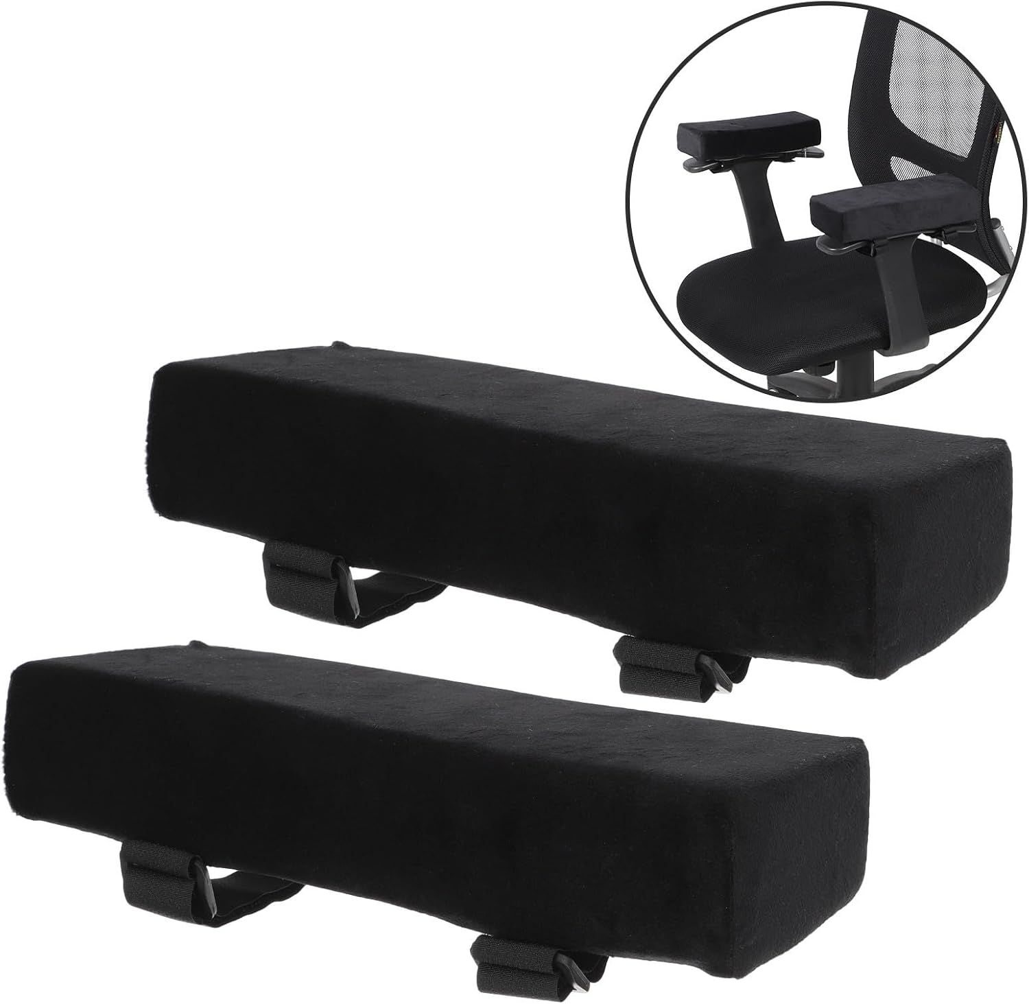 Black Office Chair Armrest Pads, Memory Sponge Cushion for Typing