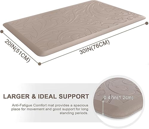 Miniatura 111 de KMAT Tapete de cocina acolchado antifatiga, impermeable, antideslizante, tapete ergonómico y cómodo para el hogar, oficina, fregadero, lavandería