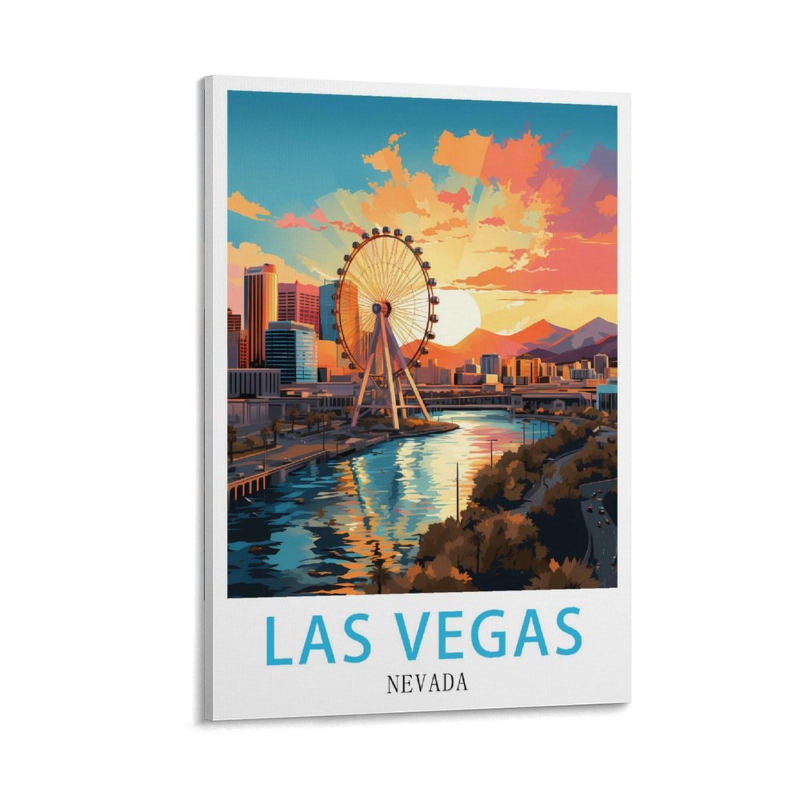 LHJOIUN Las Vegas Nevada Vintage Travel Posters 16x24inch(40x60cm) Art Canvas Print For Living Room Bedroom Home Decoration Modern Art