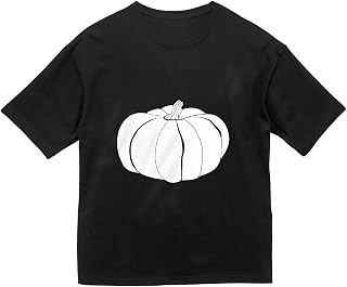 [igsticker] かぼちゃ 食べ物 野菜 モノクロ オーバーサイズTシャツ メンズ 半袖 ビッグシルエット 綿100％ 015741
