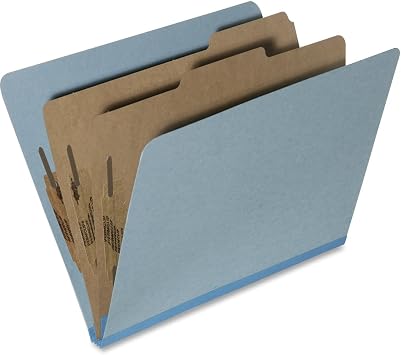 SKILCRAFT 7530-01-556-7915 Pressboard Classification Folder, Letter Size, Light Blue Box of 10